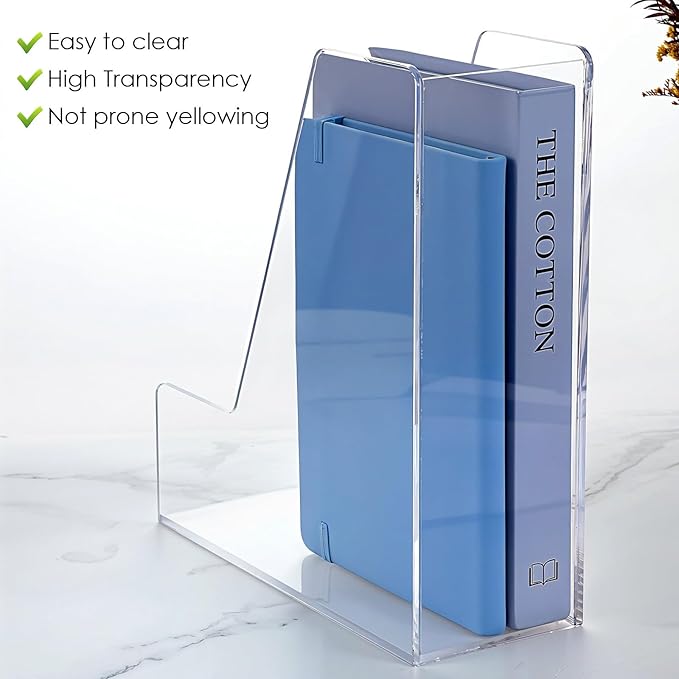 2 Pack Acrylic Magazine Holder Desk Clear File Organizer and Storage Rack for Office Desktop and Home Workspace Holds Folders Binders Notebooks A4/Letter Paper 9.45" x 10.24" x 3.62"