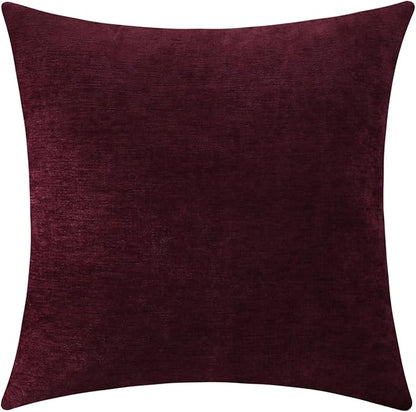 Jeneoo Burgundy Red Decorative Throw Pillow Covers Soft Chenille Comfy Square Couch Cushion Cases for Living Room Sofa Decor (Set of 1, 24 x 24 Inches)