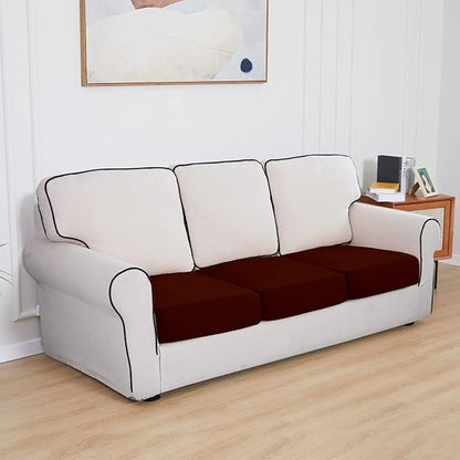 Easy-Going 100% Waterproof Chair Sofa Seat Cushion Slipcovers Couch Cushion Cover Stretch Furniture Protector for Kids, Pets (3-Piece Sofa Cushion, Wine)