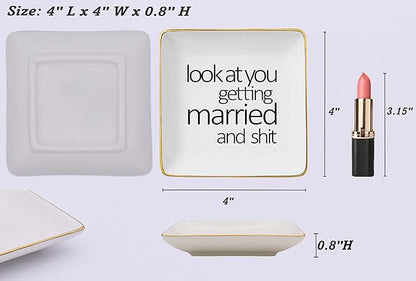 NZY Look at You Getting Married-Engagement or Wedding Presents for Bride-Bride to Be-Newly Engaged Present-Bridal Shower Gifts-Hen Night Bachelorette Party Gifts-Jewelry Tray Trinket Holder Ring Dish