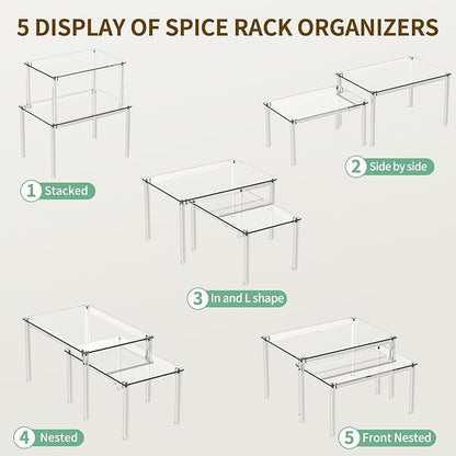 2Pack Acrylic Cabinet Organizer, Clear Cabinet Organizer Shelf, Spice Rack Organizer for Cabinet for Dishes, Spices, Soda Cans and Bottles, Stackable Shelves House Essentials for Gift