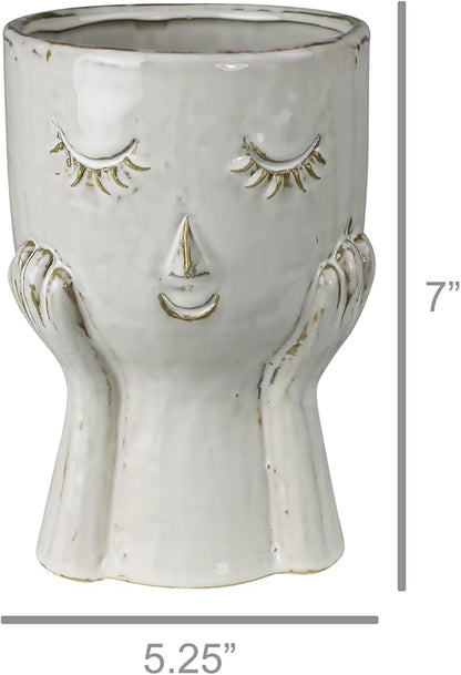 HomArt June Face Vase, 7-inch Height, Ceramic