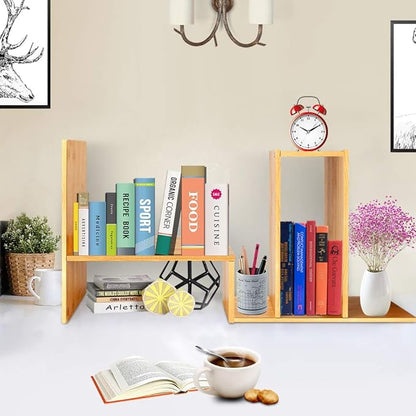 Sorfity Adjustable Desktop Bookshelf, Desk Organizer Display Shelf Counter Top Bookcase Free Style Display Shelf Rack Office Supplies Storage Shelf Book Multipurpose Bookshelf for Office Kitchen