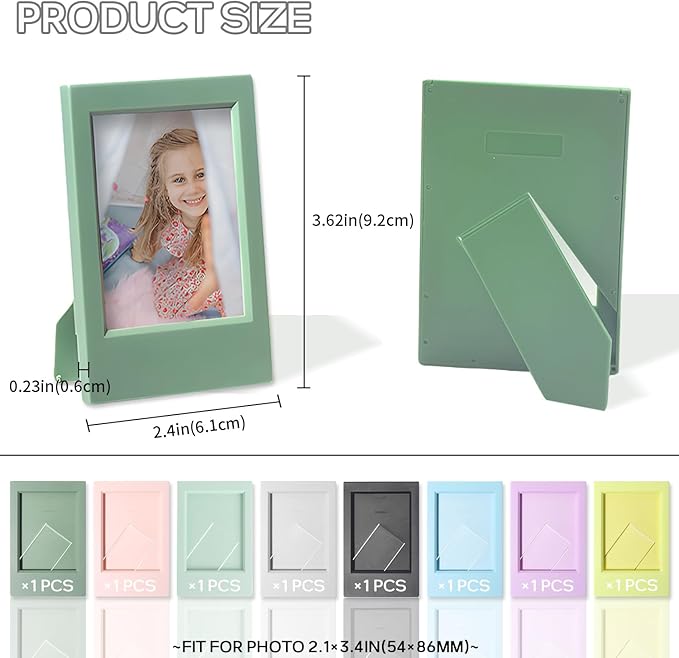 MaehSab 8 Pcs Colorful Mini 3 Inch Photo Frames (2x3 Inch), Mini Picture Frames for 3 inch Film, Small Film Frame Photo Holder Tabletop Display