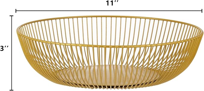 IBWell Gold Wire Fruit Basket Fruit Bowl Kitchen Fruit Basket Stand Fruit Bowls for the Counters Metal Fruit Bowl (Exposure)