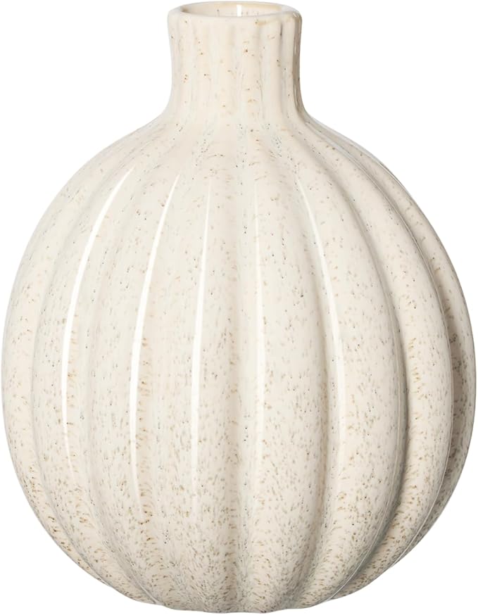 Torre & Tagus Allium Reactive Glaze Ceramic Bud Vase - 5 Inch Small Flower Vase & Small Ceramic Vases for Flowers, Handmade Ribbed Bud Vases for Home Decor & Wedding Decor for Table