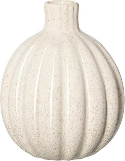 Torre & Tagus Allium Reactive Glaze Ceramic Bud Vase - 5 Inch Small Flower Vase & Small Ceramic Vases for Flowers, Handmade Ribbed Bud Vases for Home Decor & Wedding Decor for Table