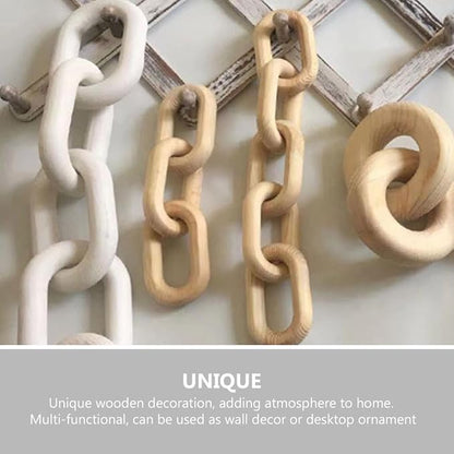 Wooden Chain Link Decor 3-Links Minimalist Farmhouse Wood Accent 25.5x7x2cm Rustic Living Room Table and Fireplace Mantel Decoration