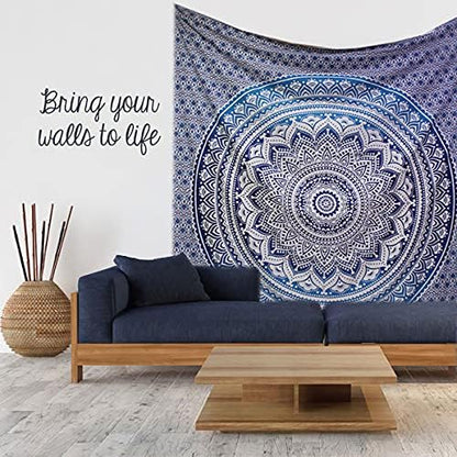 raajsee Indian Cotton Aqua Blue Tapestry Mandala Wall Hangings- Tapestry For Bedroom - Indie Wall Tapestry Hippie Room Decor - Boho Small Tapestrys Aesthetic 30x40 Inch