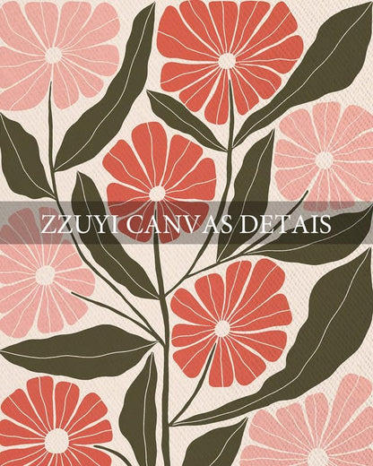 Zzuyi Framed Flower Market Wall Art,Vintage Flower Pictures,Pink Wildflower Botanical Posters Prints Pictures Artwork for Bedroom Living Room 16x24 Inch