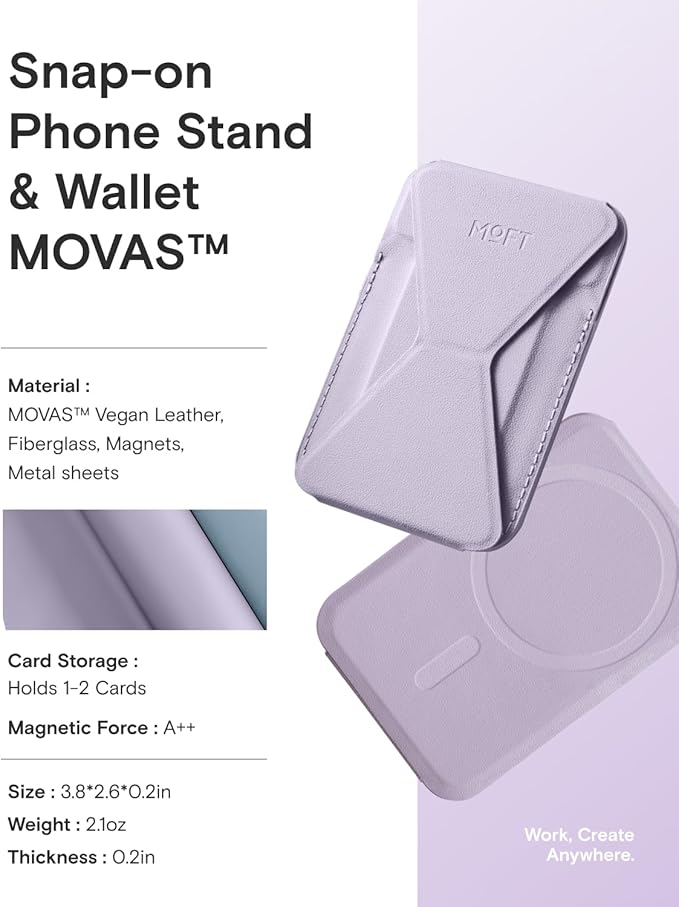 MOFT Magnetic Wallet Stand Compatible with iPhone 17/16/15/14/13/12 Series, Angle Adjustment & Magsafe Compatible MOVAS Phone Stand,Peony