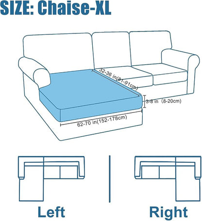 Smiry Waterproof Couch Cushion Covers, Stretch Jacquard Sectional Couch Covers, L Shape Chaise Lounge Sofa Slipcover, Washable Elastic Furniture Protector for Pets, Kid (XL-Chaise Cover, Camel)