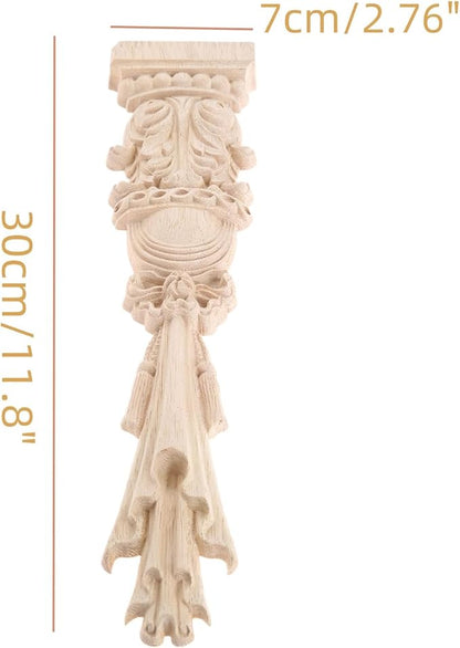 MUXSAM Wood Carved Appliques Onlays, 2-Pack Unpainted Carving Decals Mouldings Trim for Window Door Frame Rome Column Wall Mantel Dresser Fire Stove Surround Decor, 30x7cm/11.81"x2.76"