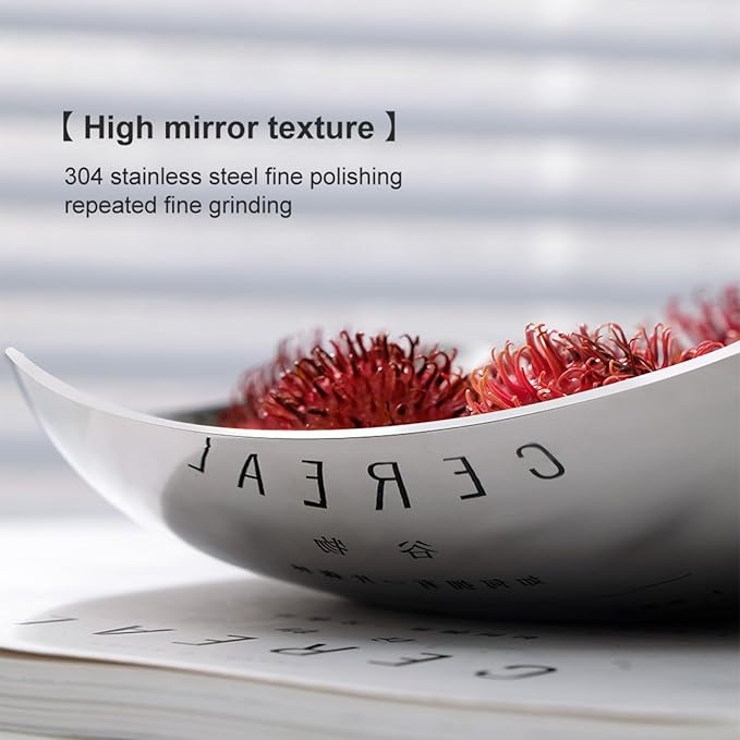 Premium Candy Bowl, Stanless Steel Decorative Bowl,Candy Dish for Office Desk, Key Bowl For Entryway Table, Silver Tray-Hand Mirror Polished -7.8 Inches