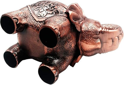 Hourwof Metal Elephant Incense Holder,Vintage Cone Coil Incense Burner with Lid,Ash Catcher,Aromatherapy Ornament Home Office Decor,Red Copper