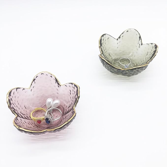 Small Ring Dish Jewelry Tray, Glass Jewelry Dish Trinket Bowl, Crystal Ring Holder Dish Jewelry Plate, Nightstand Decor Jewelry Holder Dish, Engagement Jewelry Bowl Dish for Rings, Earrings