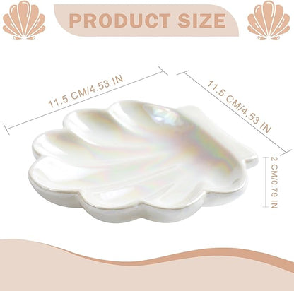 OSOPOLA Ceramic Pearlescent Shell Jewelry Tray - Decorative Ring Holder Dish Key Tray Cute Jewelry Plate Trinket for Women,Home Decor,Christmas Birthday Gifts HE02CS