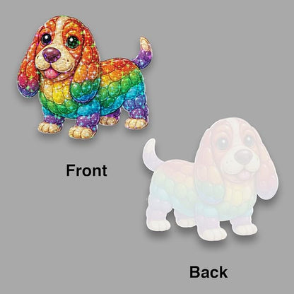Rainbow Puppy Joy Acrylic Suncatcher, Window Hanging Sun Catcher Ornament, Crystal Prism Light Catcher Decor, Sunlight Window Decor, Aesthetic Home Decor Gift