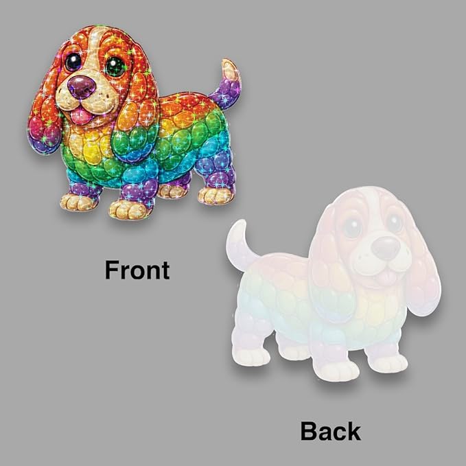 Rainbow Puppy Joy Acrylic Suncatcher, Window Hanging Sun Catcher Ornament, Crystal Prism Light Catcher Decor, Sunlight Window Decor, Aesthetic Home Decor Gift