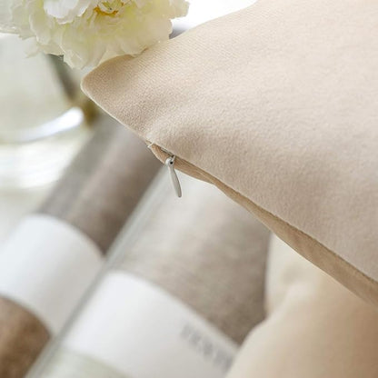 Phantoscope Pack of 2 Velvet Decorative Throw Decorative Pillow Cover Soft Solid Square Cushion Case for Couch Beige 20 x 20 inches 50 x 50 cm