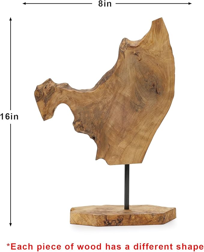 NAHARO Handcarved Root Wood Abstract Sculpture – Unique Rustic Tabletop Decor for Living Room,Entryway or Office, Eco-Friendly Wooden Art Gift