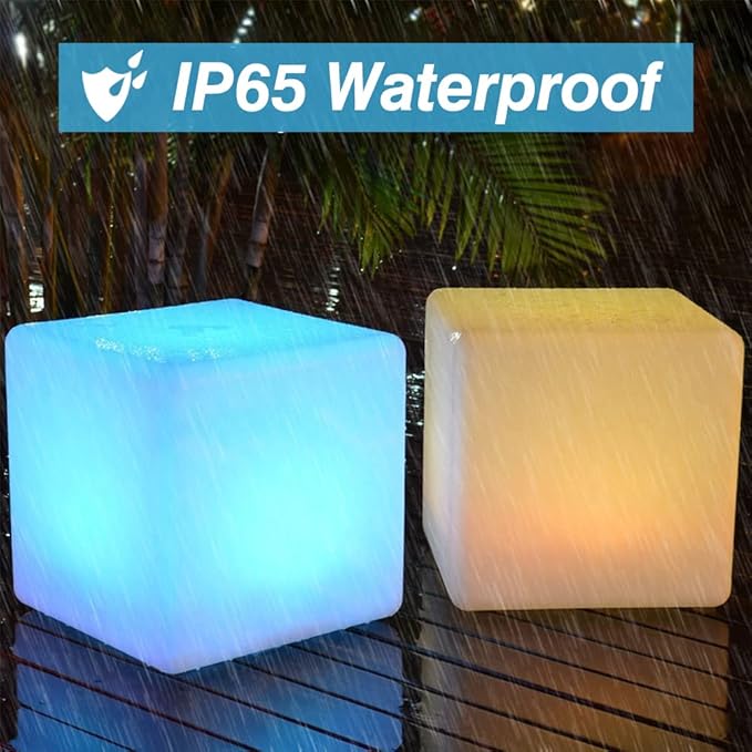 YESIE 16-Inch Cordless LED Cube Chair Light,Detachable Easy Charging,Remote Control Side Table,Accent Lava Lamp,16 RGB Colors Tesseract Cube Mood Lamp for Adult