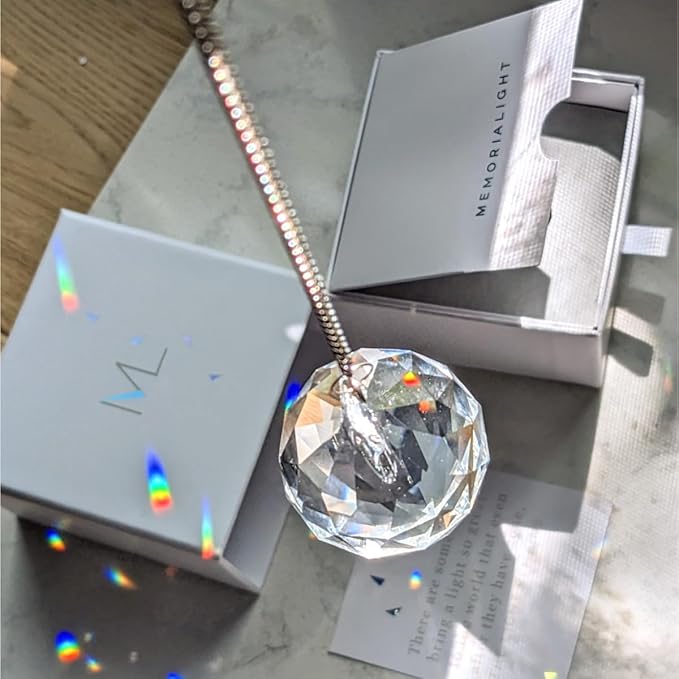 Memorialight Modern Grief Gift, 40mm Crystal Ornament Rainbow Maker, Unique Memorial Gifts for Loss of Family, Loved Ones, Miscarriage, Best for Funerals, Sympathy, Bereavement, Daily Remembrance