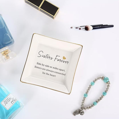Gifts For Sister - Ring Dish Jewelry Tray, Sister Birthday Gifts - Forever Connected