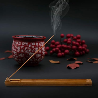 3 Pieces Bamboo Wood Incense Holder for Sticks with Adjustable Angle, Incense Burner with Ash Catcher, 9.8 Inches