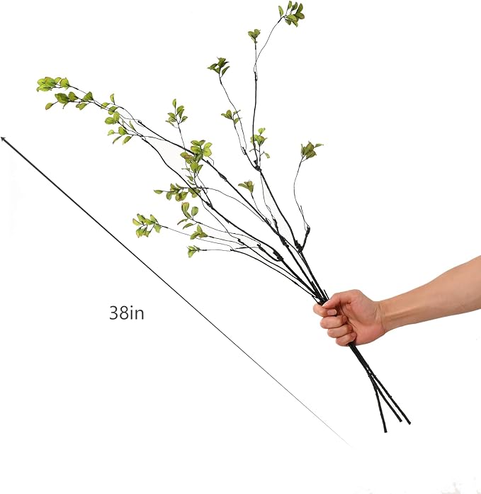 3pcs Artificial Ficus Branches Greenery for Vase, Faux Silky Eucalyptus Stems, Tree Twig for Home, Office, Banquet Decor (A-Green)