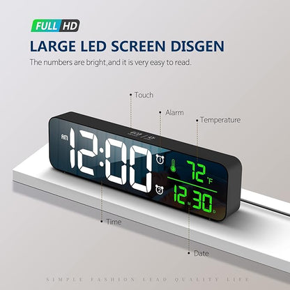 Hournor Digital Clock for Bedroom, Digital Wall Clock for Living Room Decor, Desk Table Clocks, Digital Clock Large Display, Bedroom Smart Alarm Clock for Office Green
