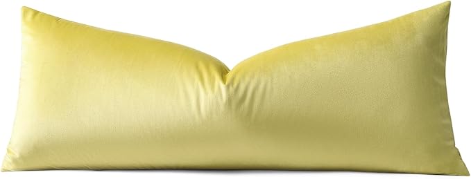 Artscope Luxury Velvet Lumbar Pillow Cover Super Soft Decorative Rectangle Throw Pillow Covers Case Cushion Covers for Sofa Couch Bedroom Car Decor 14x36 Inch Lemon Yellow