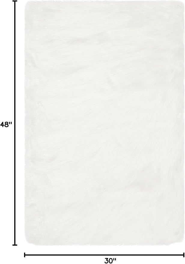 SAFAVIEH Faux Sheep Skin Collection Accent Rug - 2'6" x 4', Ivory, Silken Glam Design, Non-Shedding & Easy Care, 2.35-inch Thick Ideal for High Traffic Areas in Foyer, Living Room, Bedroom (FSS235A)