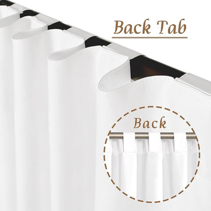 LAMIT 100% Blackout White Linen Curtains, 40 Inches Linen Textured Thermal Bedroom Curtains Back Tab and Rod Pocket Neutral Panels with White Liner for Farmhouse, 2 Panels, 42 x 40 Inch