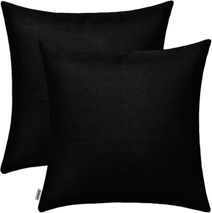 Jeneoo Comfy Soft Thick Velvet Throw Pillow Covers Decorative Solid Square Couch Cushion Cases for Bedroom Sofa Car Decor (Black, 16 x 16 Inches, 2 Pieces)