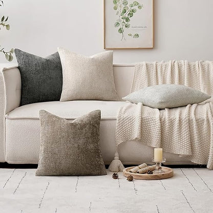 MIULEE Pack of 4 Couch Throw Pillow Covers 16x16 Inch Neutral Soft Decorative Pillow Covers Farmhouse Boho Cushion Covers for Spring Home Decor Sofa Bedroom Living Room