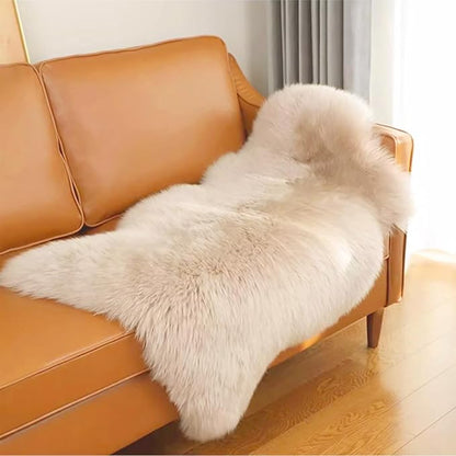 Woolous Genuine New Zealand Sheepskin Rug 2x3 ft – Natural Lambskin Wool, Luxurious Real Sheepskin Throw for Baby, Living Room, Bedroom, Sofa & Chair Cover (Single Pelt, Linen)