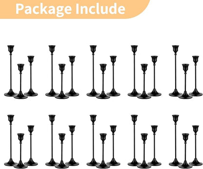 Nuptio Black Candlestick Holders 30 Pcs Candle Sticks Holder Metal Tapered Candle Holder Taper Candle Holders for Wedding Christmas Party Celebration Mantel Dinner Home Decoration