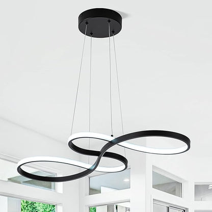 Modern LED Chandelier Dining Room Pendant Light Dimmable Creative Chandelier Dimmer Color 3000-6000K Adjustable Hanging Lamp for Bedroom Living Room Kitchen 50W (Black)