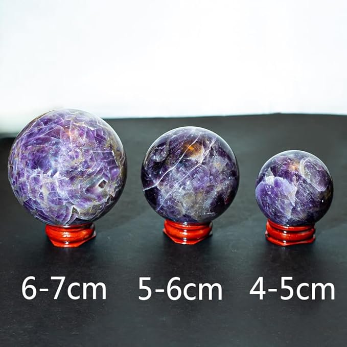4-5cm/1.57-1.96inch Natural Amethyst Sphere Crystal Ball Hand Polished Decorative Sphere Healing Crystals Ball Healing Stone Crafts Fengshui Home Decoration Collect Gifts (40-50mm, Amethyst)