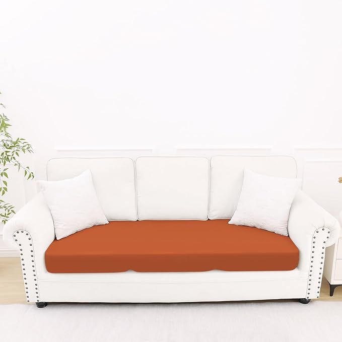 Smiry Printed Couch Cushion Covers, Stretch Soft Couch Covers for Sofa, Washable Non-Slip Sofa Slipcover Furniture Protector for Indoor and Outdoor (Large, Rust)
