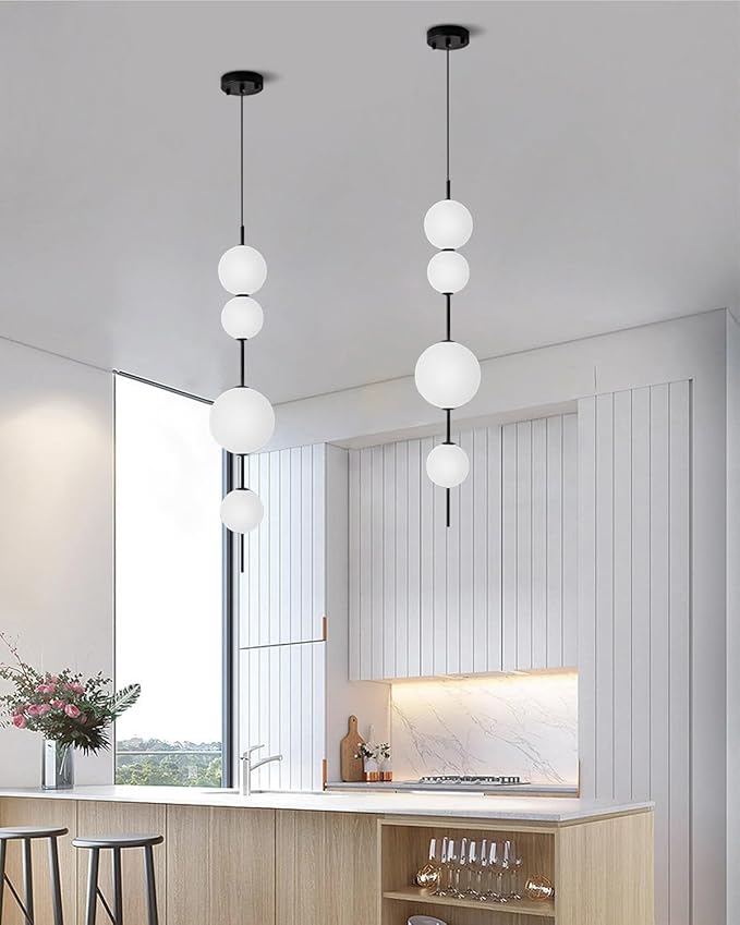 LED Kitchen Lighting, Kitchen Island Pendant Light, Black Head Bedside Chandeliers, Cylindrical Modern Pendant Ceiling Light Fixture for Foyer Dining Room Xuang Bedroom Living Room