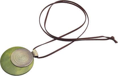 Leather Necklace for Women Boho Choker Necklace Long Cord Leather Pendant Bohemian Neckalce Vintage Alloy Pendant Leather Rope Necklace Wooden Necklaces for Women