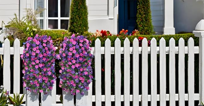 Artificial Fake Hanging Flowers Plants for Outdoor Winter Summer Decoration, 2PCS Faux Silk Daisy Flower Look Real UV Resistant Orchid Vine for Home Outside Garden Wall Indoor(Dark Purple and Fuchsia)