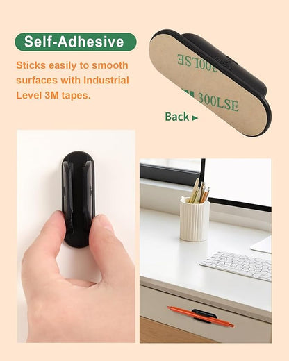 Adhesive Pencil Holders for Desk Set of 10 - Silicone Pen Holder with 15 PCS Upgraded Adhesive Pads - Flexible Pencil Holder for Walls Clipboards, Office Essentials Accessories Teacher Supplies