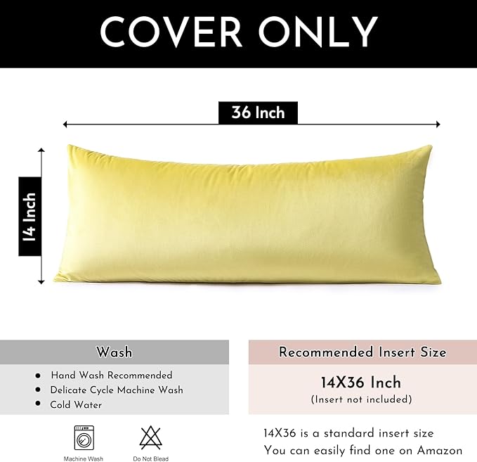 Artscope Luxury Velvet Lumbar Pillow Cover Super Soft Decorative Rectangle Throw Pillow Covers Case Cushion Covers for Sofa Couch Bedroom Car Decor 14x36 Inch Lemon Yellow