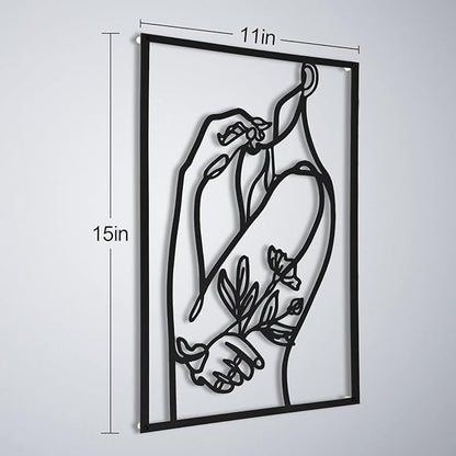 AGIOTA 3 Pcs Wall Decor Above Bed Minimalist Wall Art for Living Room Metal Line Art - Female Body, Black Room Decor for Bedroom Modern Wall Art for Indoor 15inch