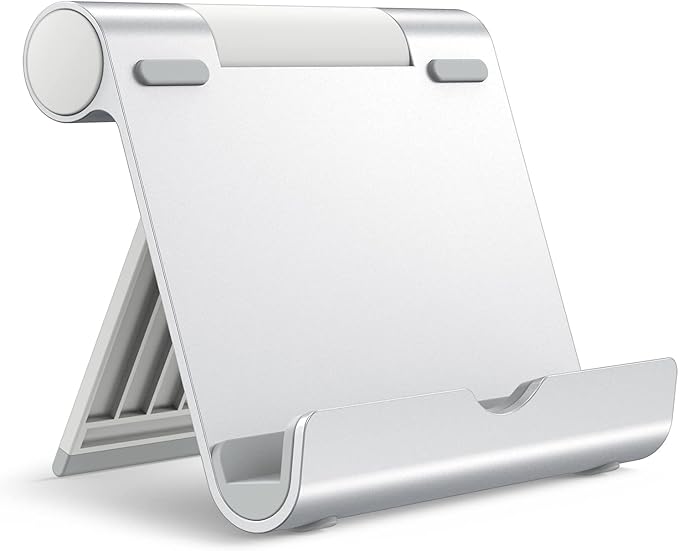 JETech Tablet Stand, Adjustable Portable Desktop Holder, Foldable Dock for iPad/iPad Pro/Air/Mini, Galaxy Tab A8/A7 Lite/A7/S8/S7, Kindle, Tab/Phones(4-11"), Sliver