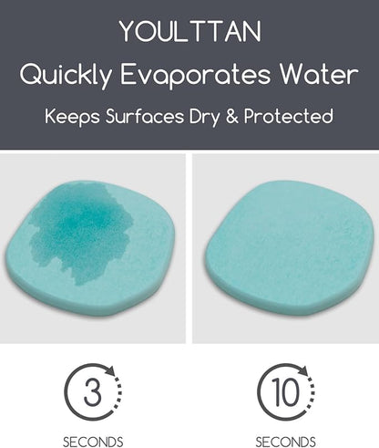 Diatomaceous Earth Coasters,3.9"x3.9", Quick-Dry, Absorbent, Heat-Resistant, Modern Stone Design, Dark Gray, Irregular Shape (2, Green)