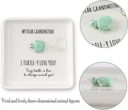 HOME SMILE Turtle Jewelry Dish Tray-Grandma Gifts Mothers Day Birthday Gifts for Grandma from Granddaughter Grandson Grandkids,I Turtley Love You Gifts